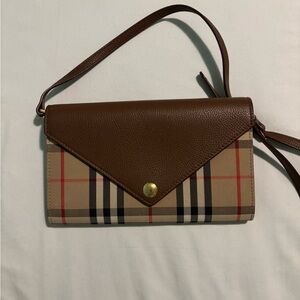 Burberry Brown and Tan Plaid Clutch
